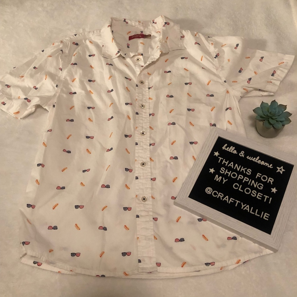 Red Camel Patriotic Short-Sleeved ButtonDown 🌭🇺🇸 Boys XL